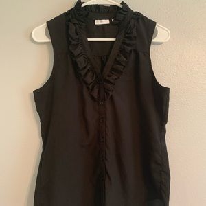 New York & Company Black Ruffle Tank
